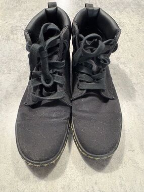 Black Canvas Lace-Up Combat Boots